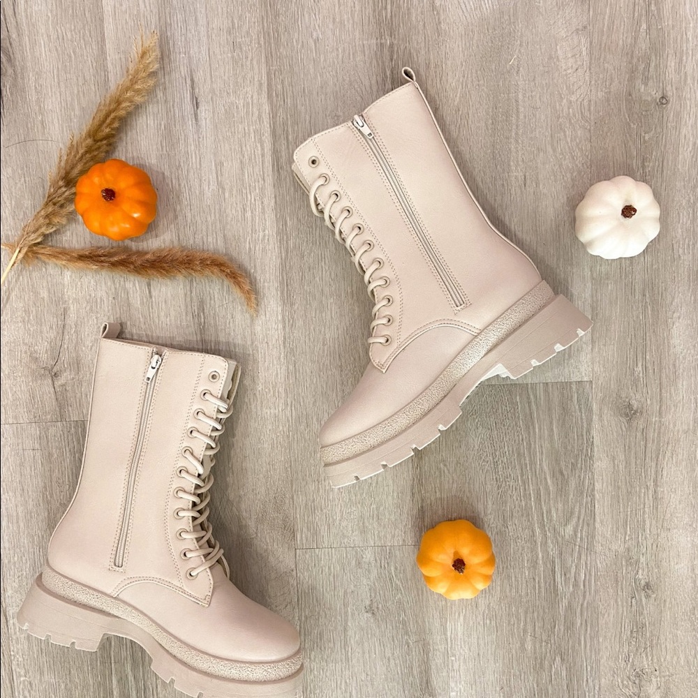 Brand new stone combat boots